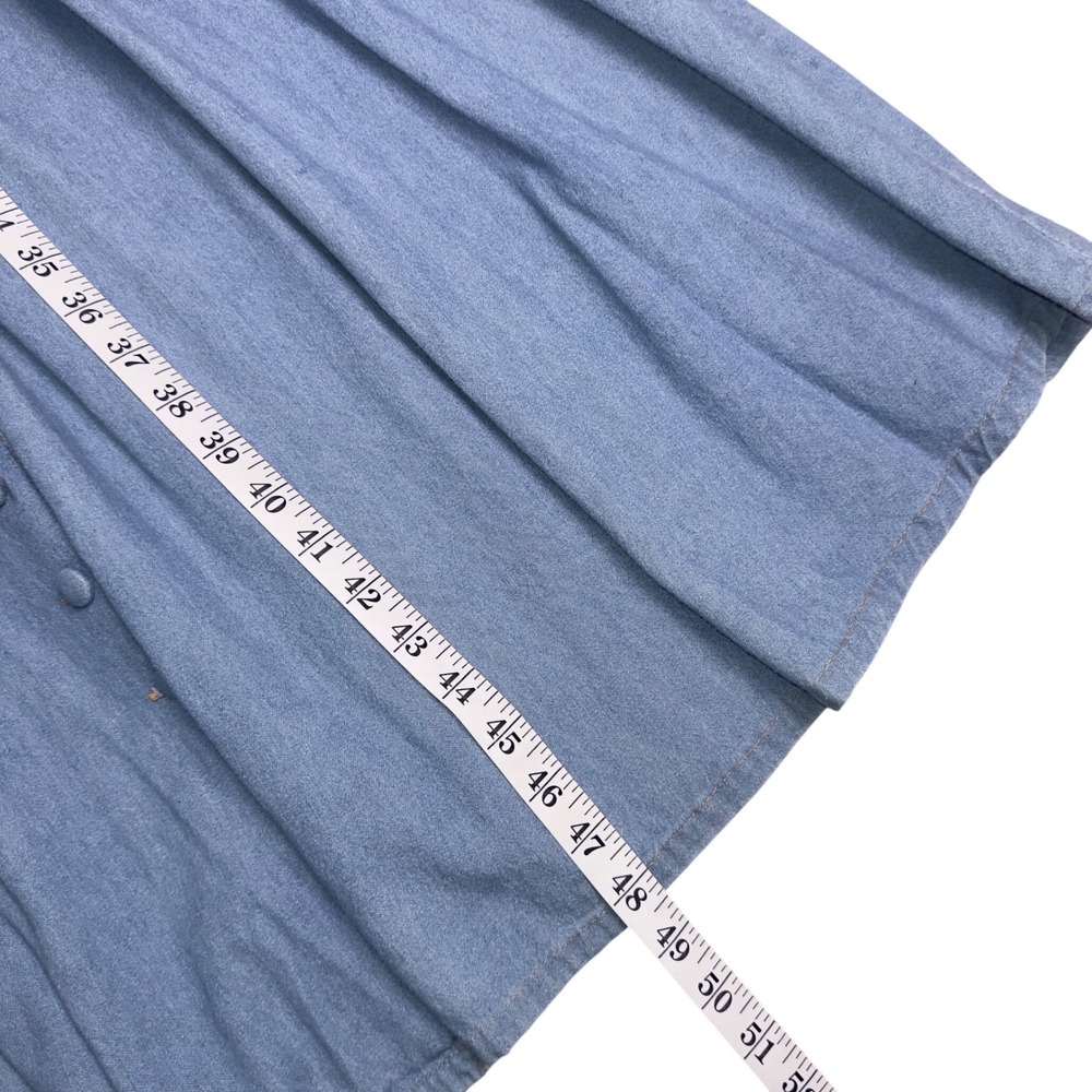 VTG 90s Styleworks Denim Midi Dress 8 Long Sleeve Button Front Western Prairie * - Picture 14 of 14